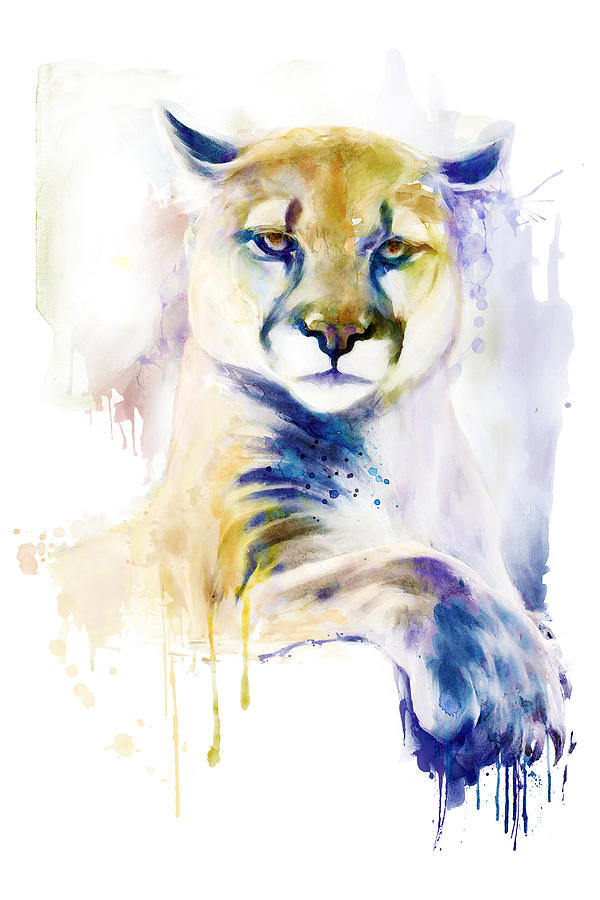 Resting Cougar Painting by Marian Voicu