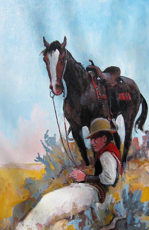 Resting Cowboy Painting by Edward Larson - Fine Art America