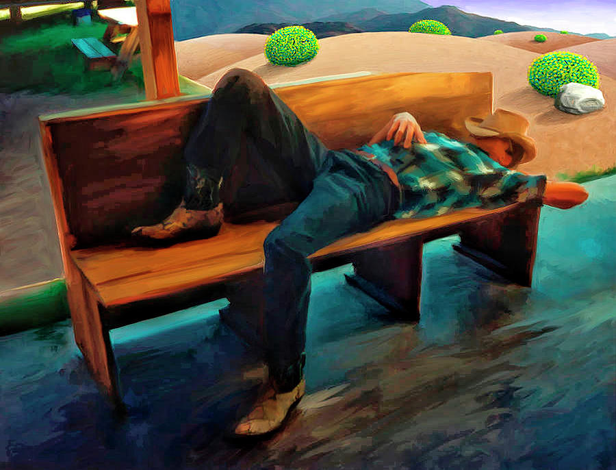 Resting Cowpoke Painting by Snake Jagger