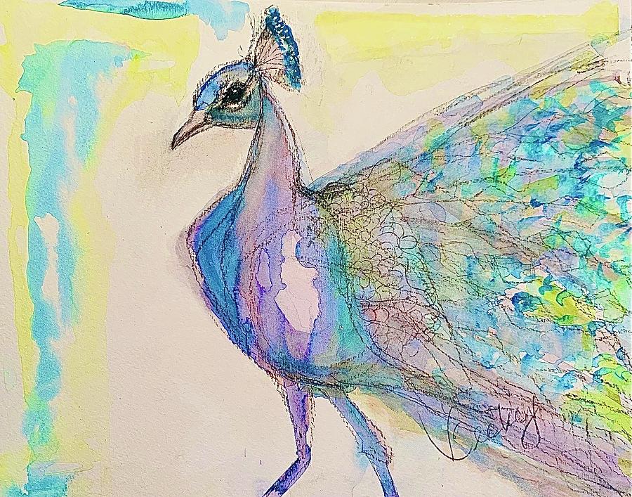 Peacock Painting - Resting Peahen by Becky Phillips
