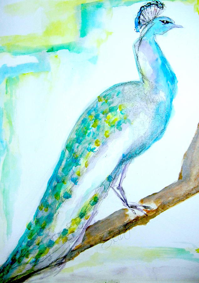 Resting Peahen II Painting by Becky Phillips