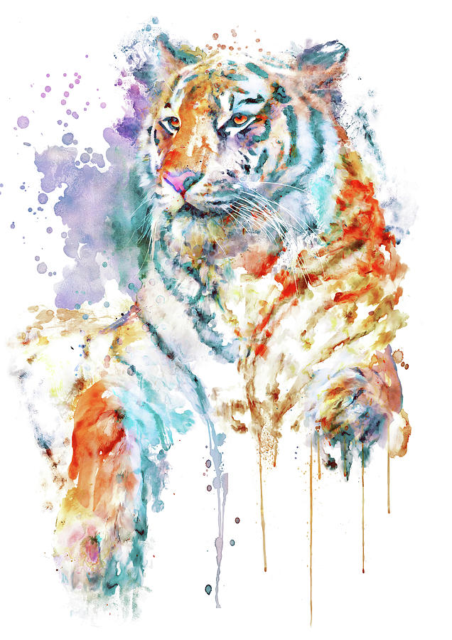 Resting Tiger  Painting by Marian Voicu
