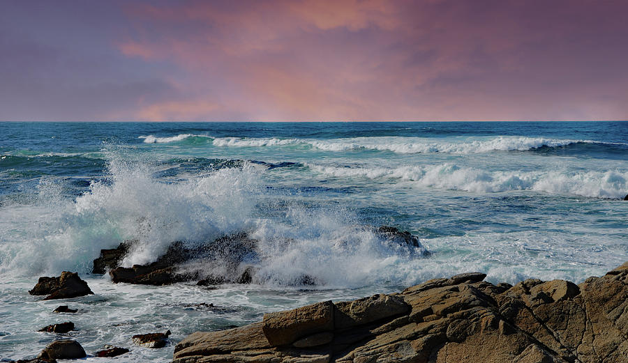 Carmel Photograph - Restless Seas At Sundown by Marilyn MacCrakin