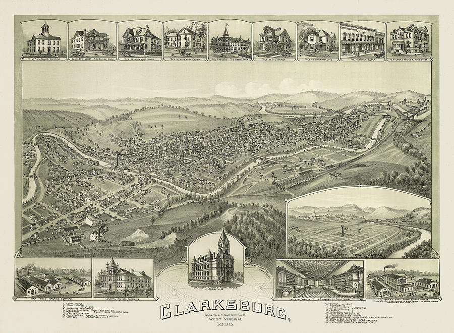 Restored Street Plan Of Clarksburg Wv Photograph By Steven Heap - Fine 