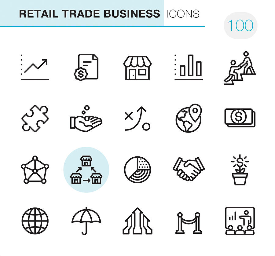 Retail Trade Business - Pixel Perfect icons Drawing by Lushik