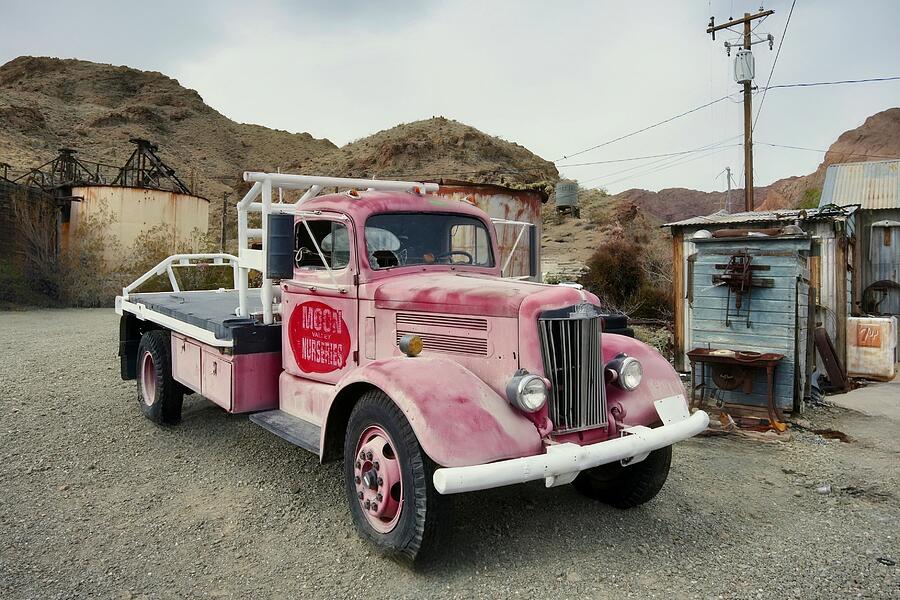 Desert Photograph - Retired White Super Power Truck by Don Columbus