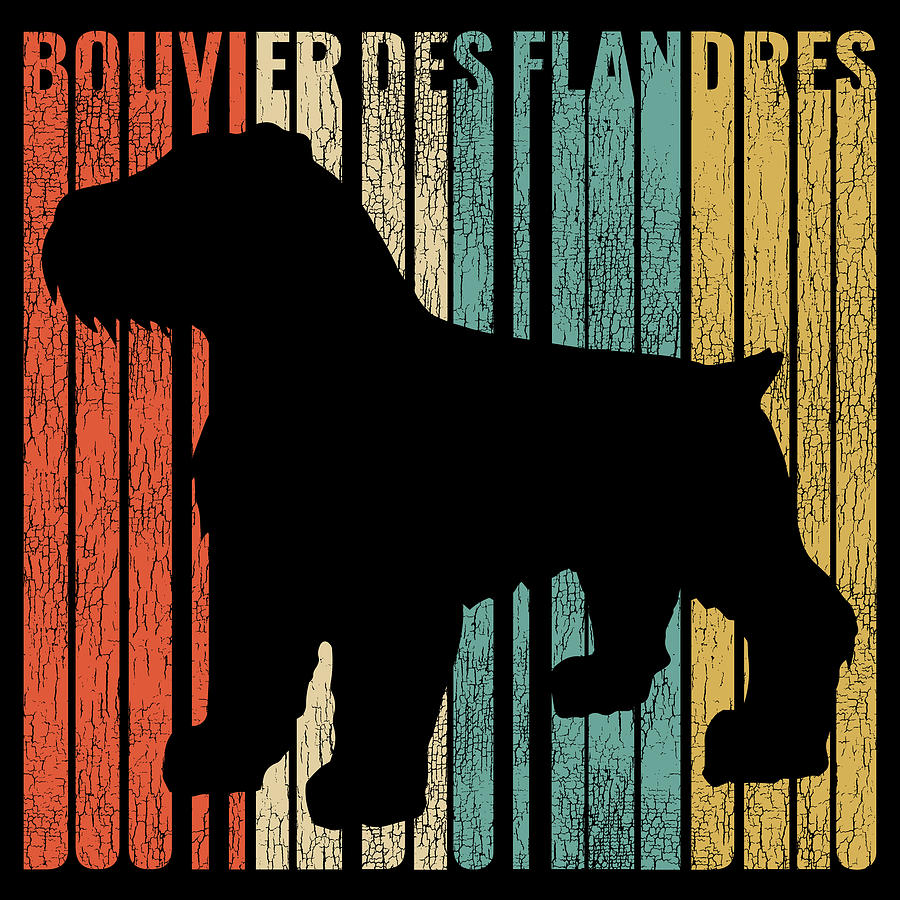 Retro 1970s Style Bouvier Des Flandres Dog Silhouette Cracked
