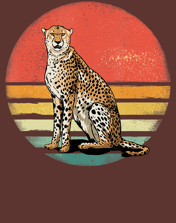 Retro 70S Vintage Cheetah Sunset Cheetah Animal Lover Digital Art by ...