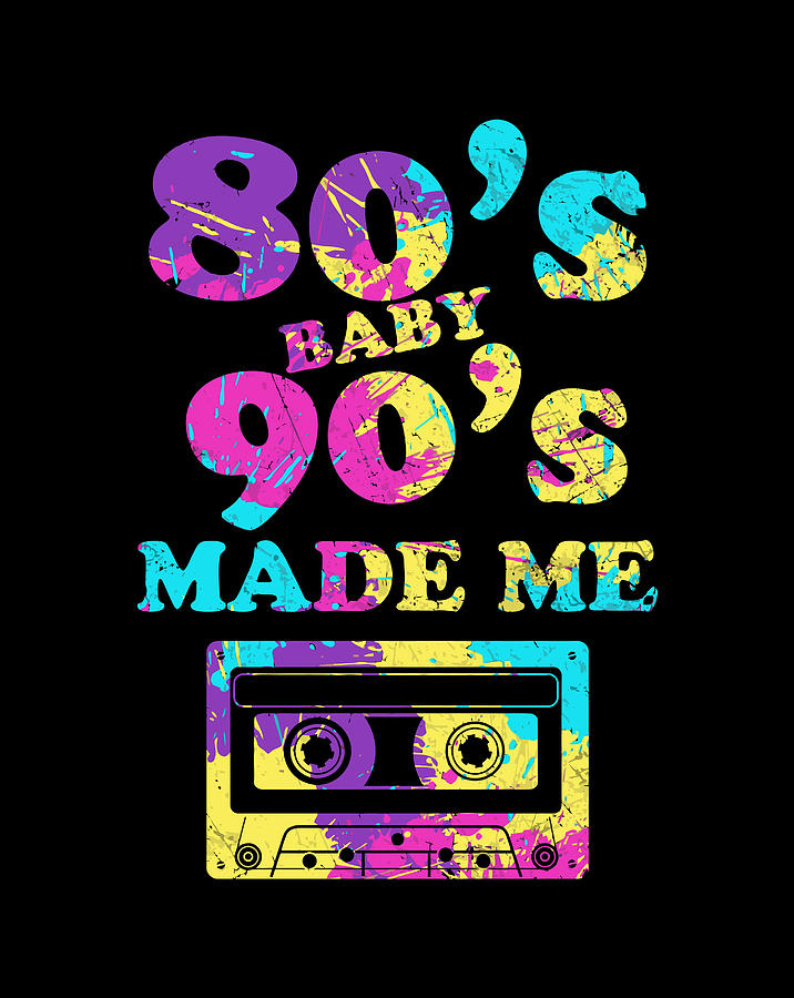 Retro 80S Baby 90S Made Me Vintage Graphic Tee Cassette Drawing by ...