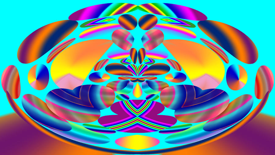 Retro Abstract Shape Bowl  Digital Art by Ronald Mills