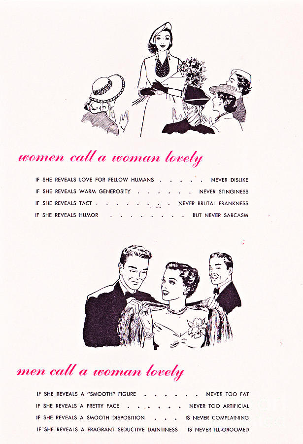 Retro Advice What is a Lovely Woman? Mixed Media by Sally Edelstein
