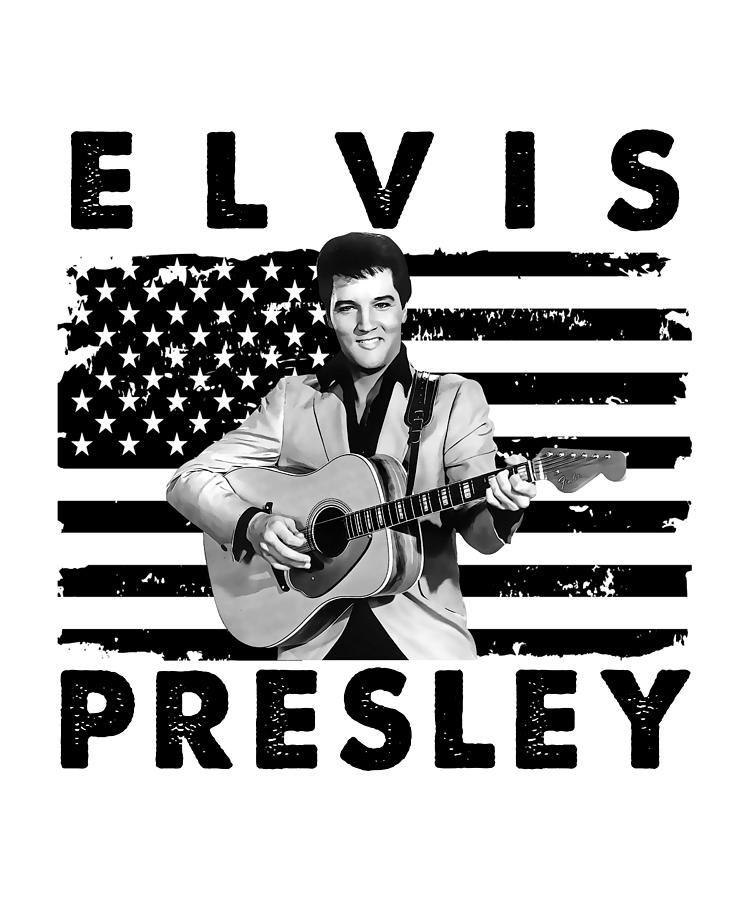 Retro American Flag Elvis Presley Gift Men Women Digital Art by Cynthia