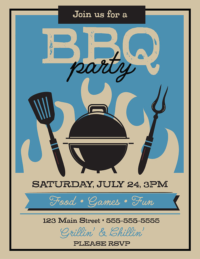 Retro Barbecue Party invitation design template for summer cookouts and celebrations Drawing by JDawnInk Retro Barbecue Party invitation design template for summer cookouts and celebrations Drawing by JDawnInk