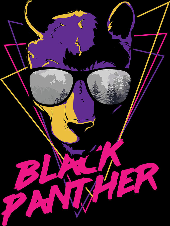 Vintage Digital Art - Retro Black Panther in Cool Sunglasses by Jacob Zelazny