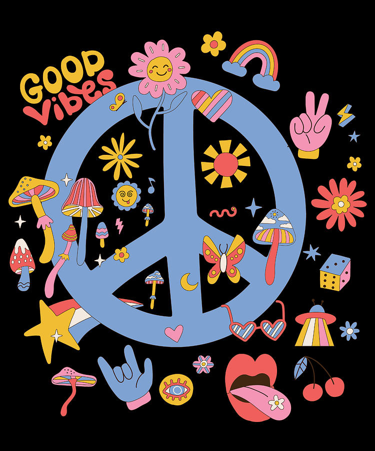 Retro Boho Peace Sign Digital Art by Flippin Sweet Gear