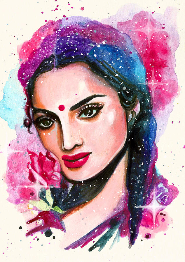 Retro Bollywood - Rekha Painting by Savi Singh | Fine Art America