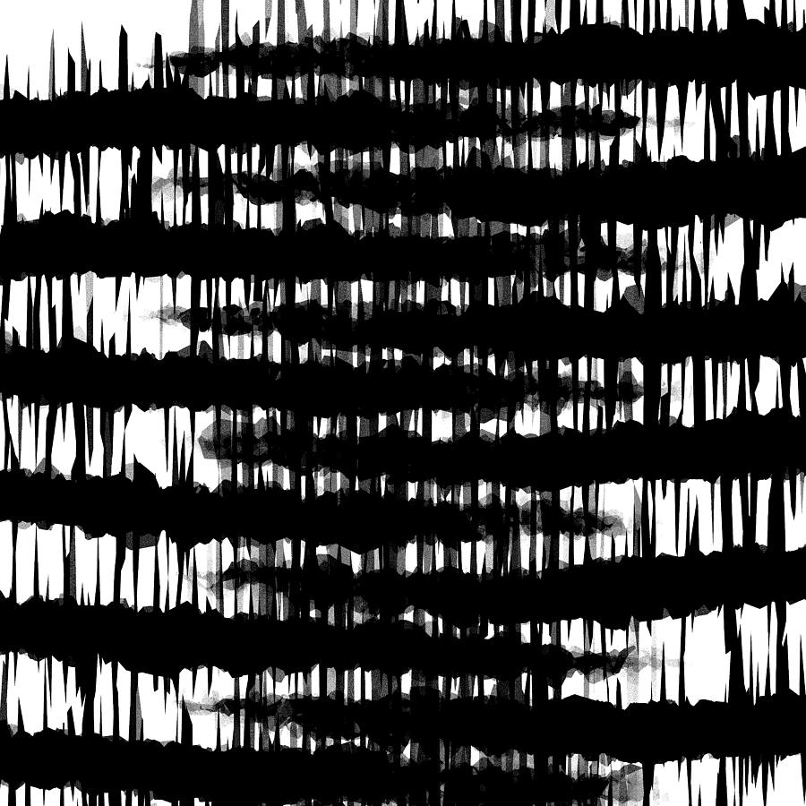 Texture Digital Art - Retro Brush Strokes Of Black Paint, Black And White Symmetric Linear Pattern. by Mounir Khalfouf