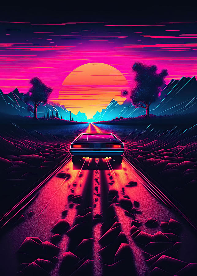 Retro Car Vaporwave Poster Painting by Owen Lilly - Fine Art America