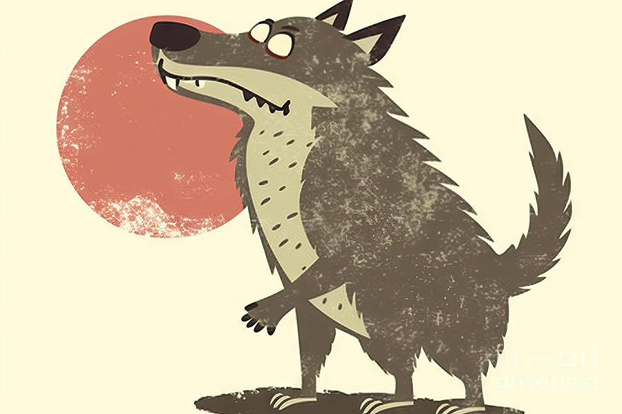 Wolves Painting - Retro Cartoon Big Bad Wolf by N Akkash