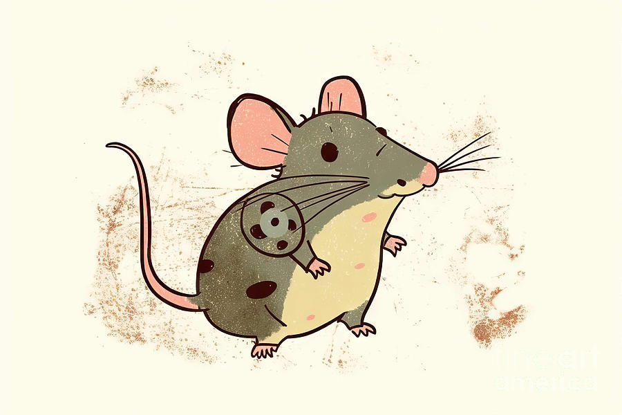 Animal Painting - Retro Cartoon Little Mouse by N Akkash