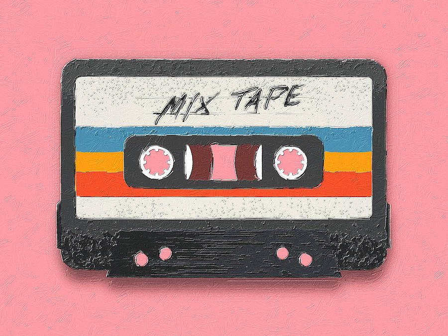 Retro Cassettes Audio Tapes Vintage Retro Music Record Painting 1980s Mix Tape Painting by Tony Rubino
