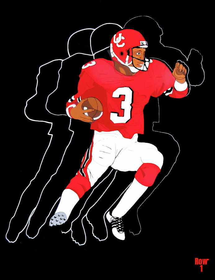 Retro Cincinnati Bearcats Football Player Art Mixed Media by Row One Brand