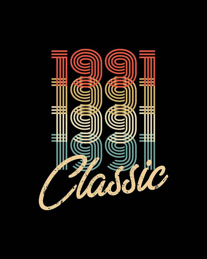 Retro Classic Vintage Born In 1991 Birthday Gift Digital Art by Jane