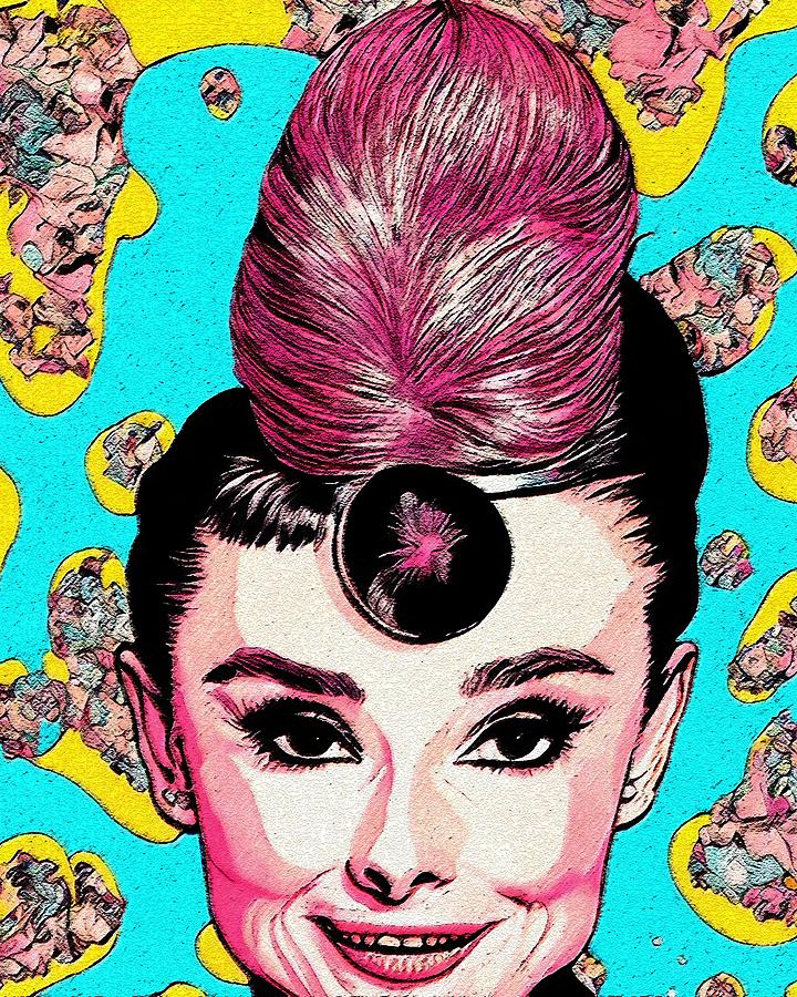 Retro Comic Style Artwork Highly Detailed Audrey Hepburn 12 Digital Art ...