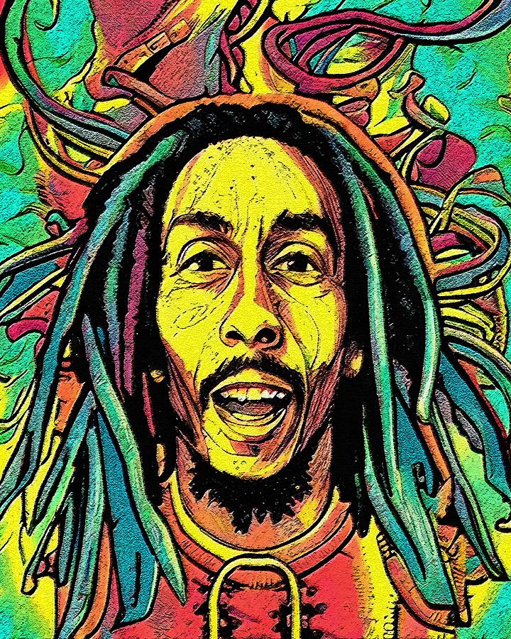 Retro Comic Style Artwork Highly Detailed Bob Marley 6 Digital Art by ...