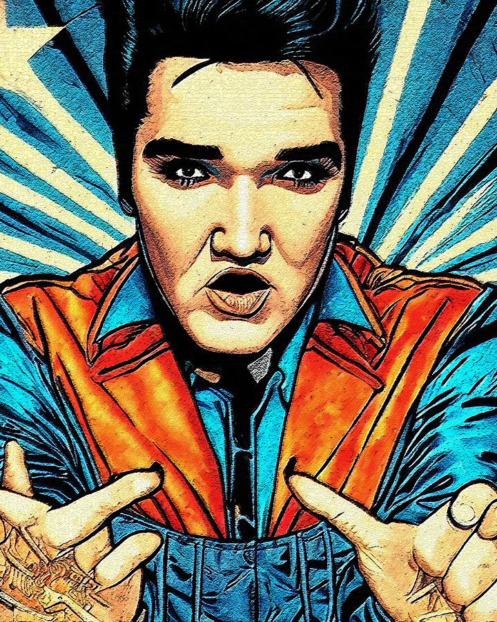 Retro Comic Style Artwork Highly Detailed Elvis Presley 7 Digital Art ...