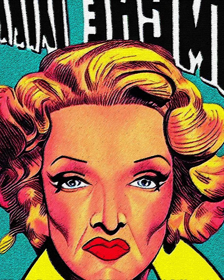 Retro Comic Style Artwork Highly Detailed Marlene Dietrich 5 Digital ...