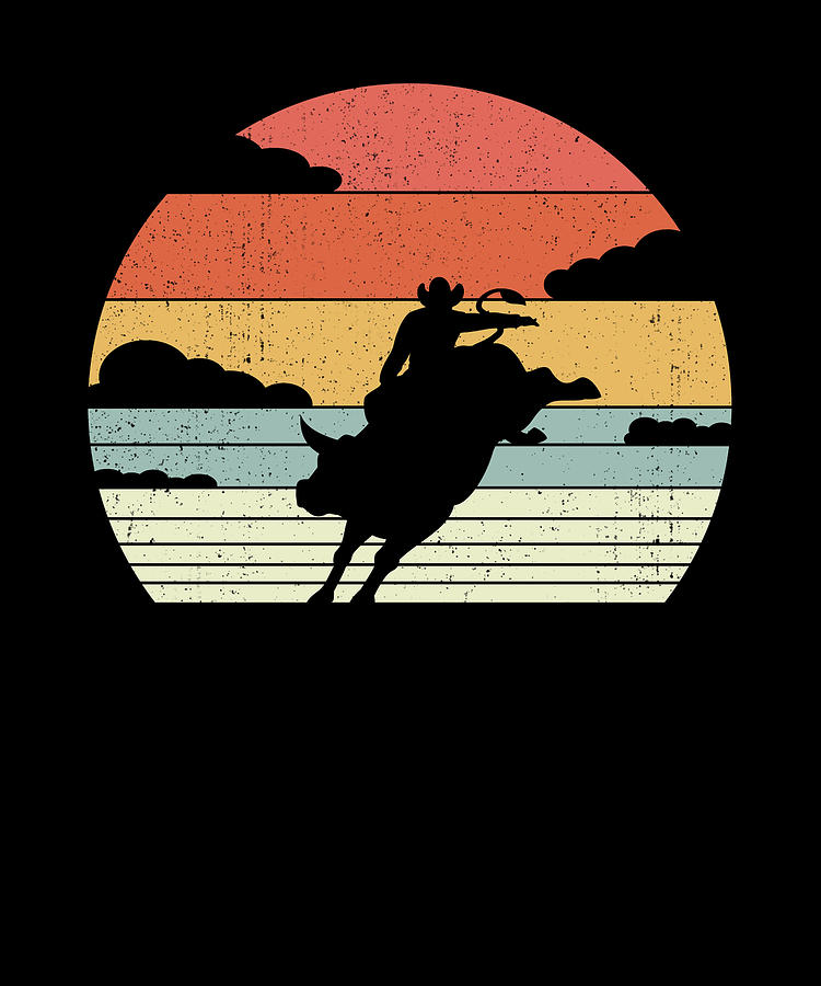 Retro Cowboy Bull Riding Vintage Rodeo Digital Art by Bobby Bubble ...