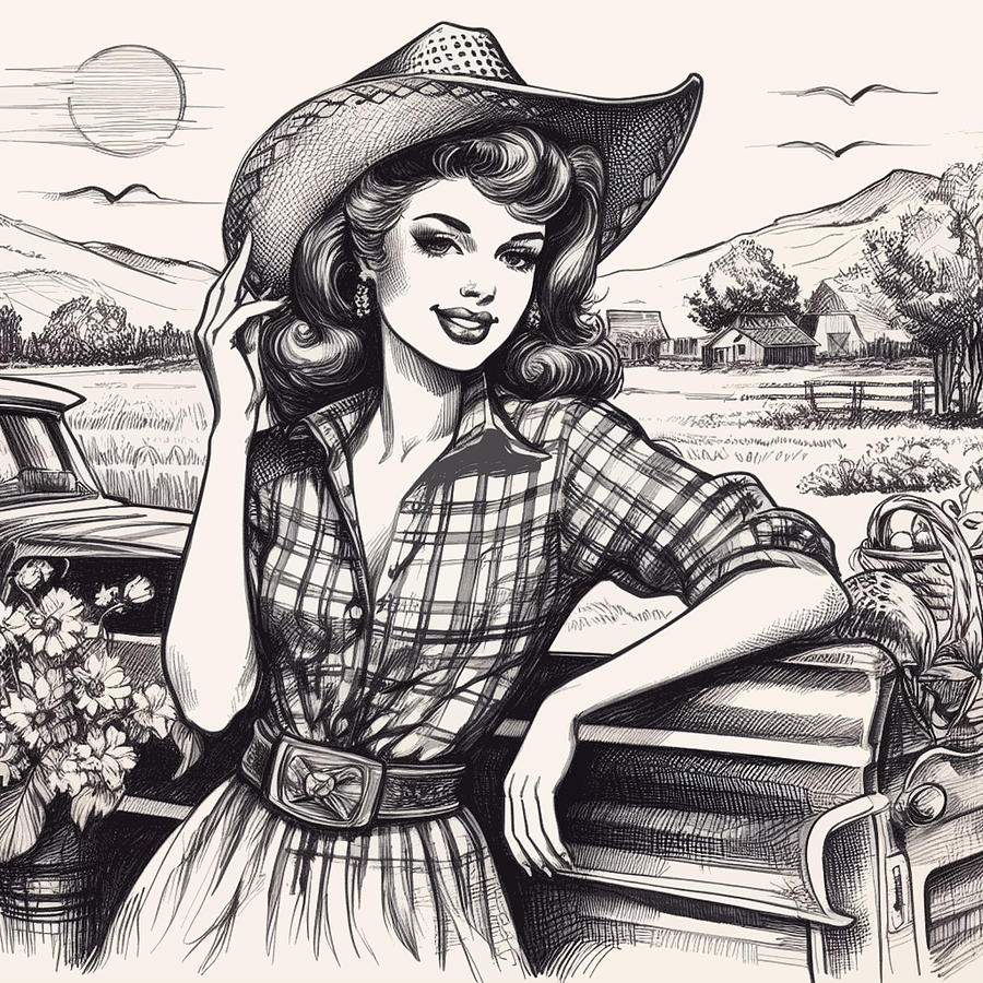 Retro cowgirl on sale