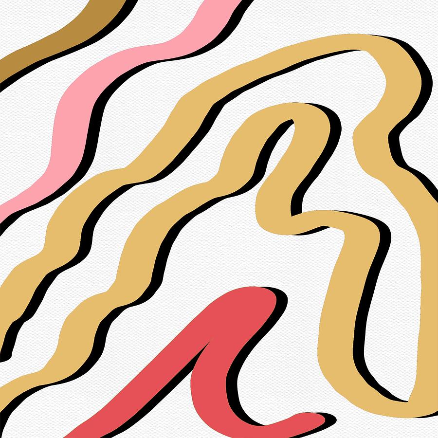 Retro curvy lines Painting by Itsonlythemoon -