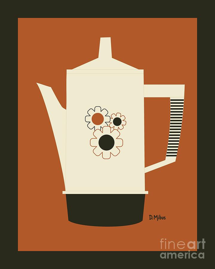 Retro Daisy Coffee Percolator Digital Art by Donna Mibus