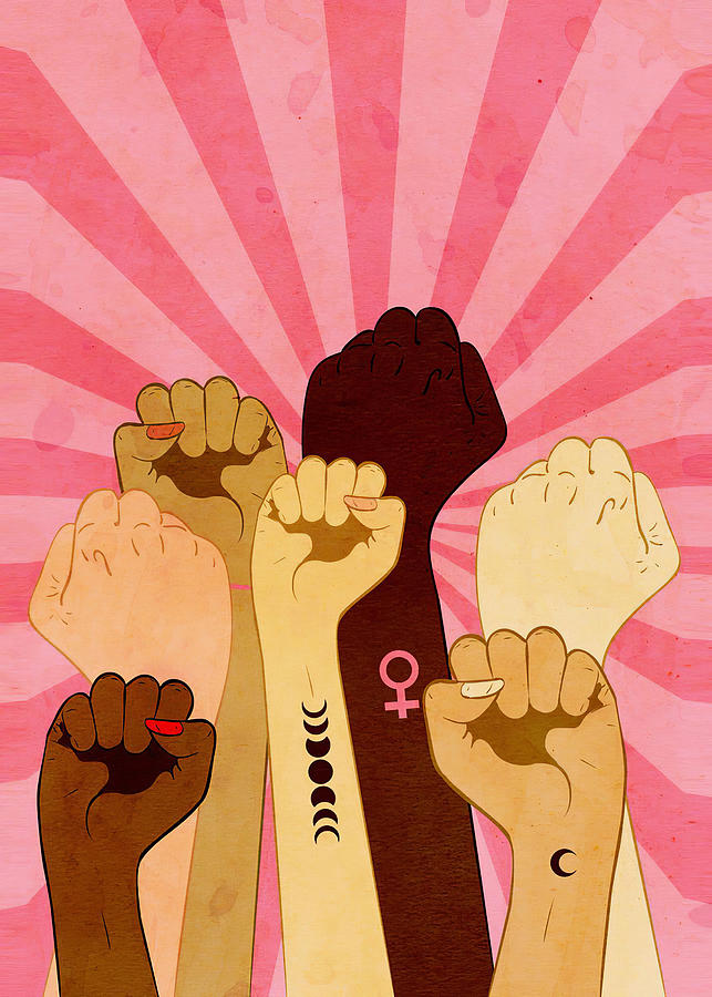 Retro Designs Raised Female Fists Digital Art by Towery Hill - Fine Art ...