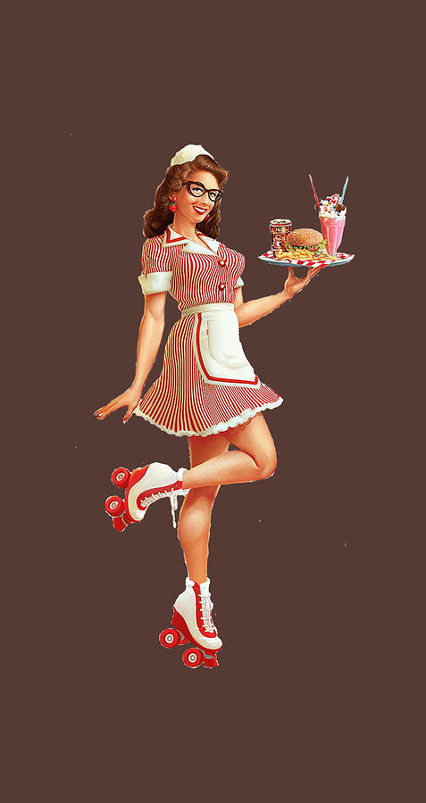 Retro Diner Waitress Painting by Clark Ben | Fine Art America