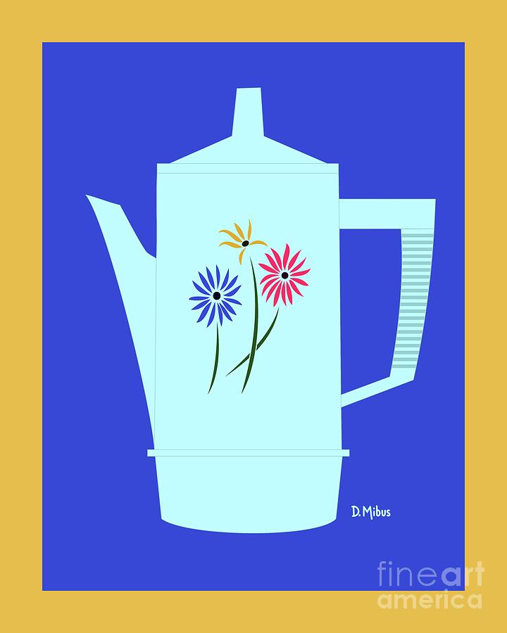 Retro Flower Coffee Percolator Digital Art by Donna Mibus