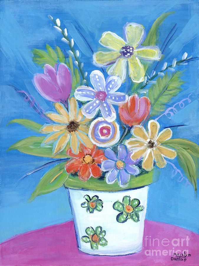 Retro Flowers I Painting by Marilyn Dunlap