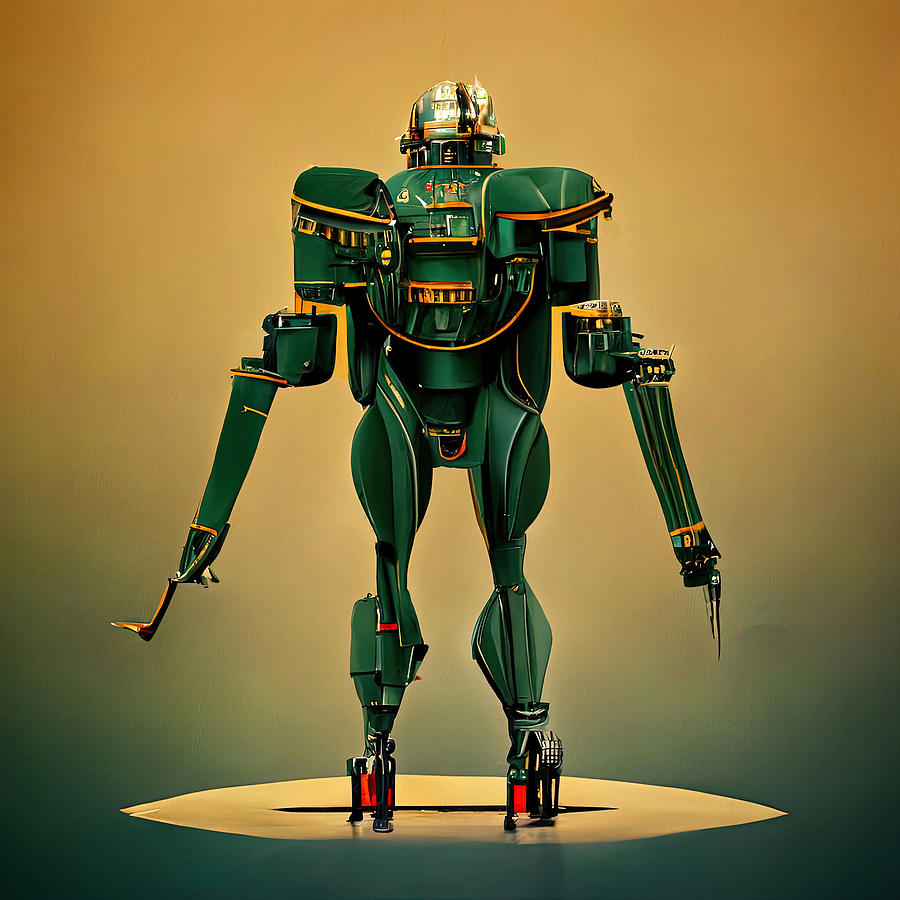 Retro-Futurist Robot, 01 Painting by AM FineArtPrints