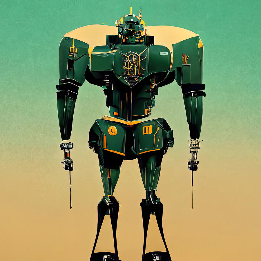 Retro-Futurist Robot, 02 Painting by AM FineArtPrints
