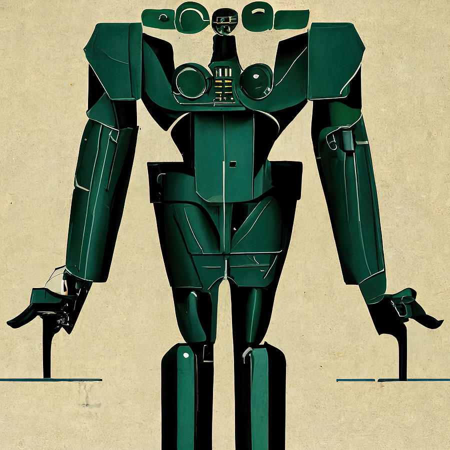 Retro-Futurist Robot, 03 Painting by AM FineArtPrints