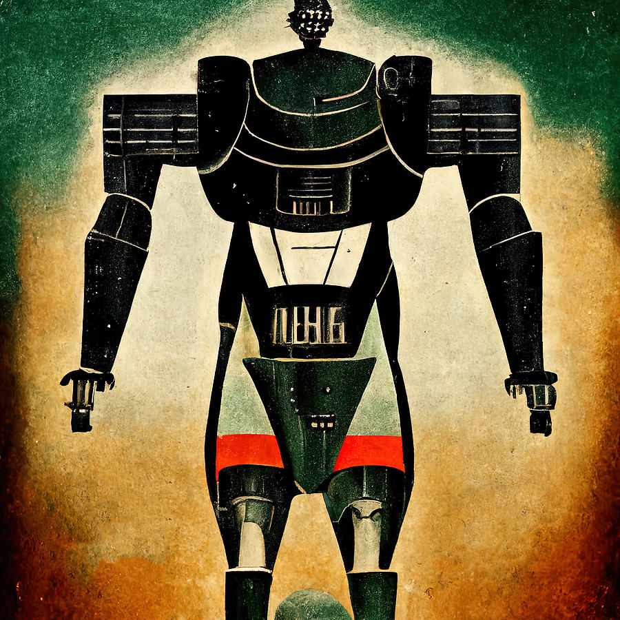 Retro-Futurist Robot, 04 Painting by AM FineArtPrints