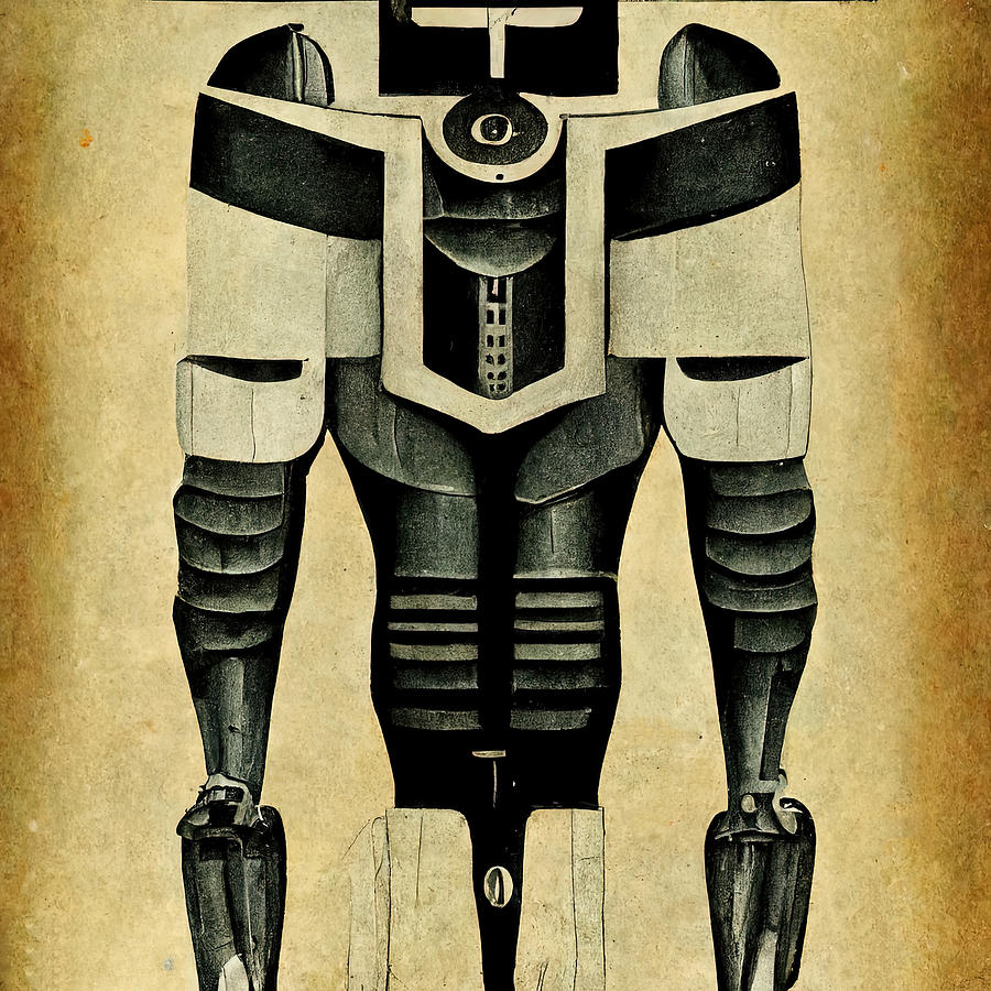 Retro-Futurist Robot, 05 Painting by AM FineArtPrints