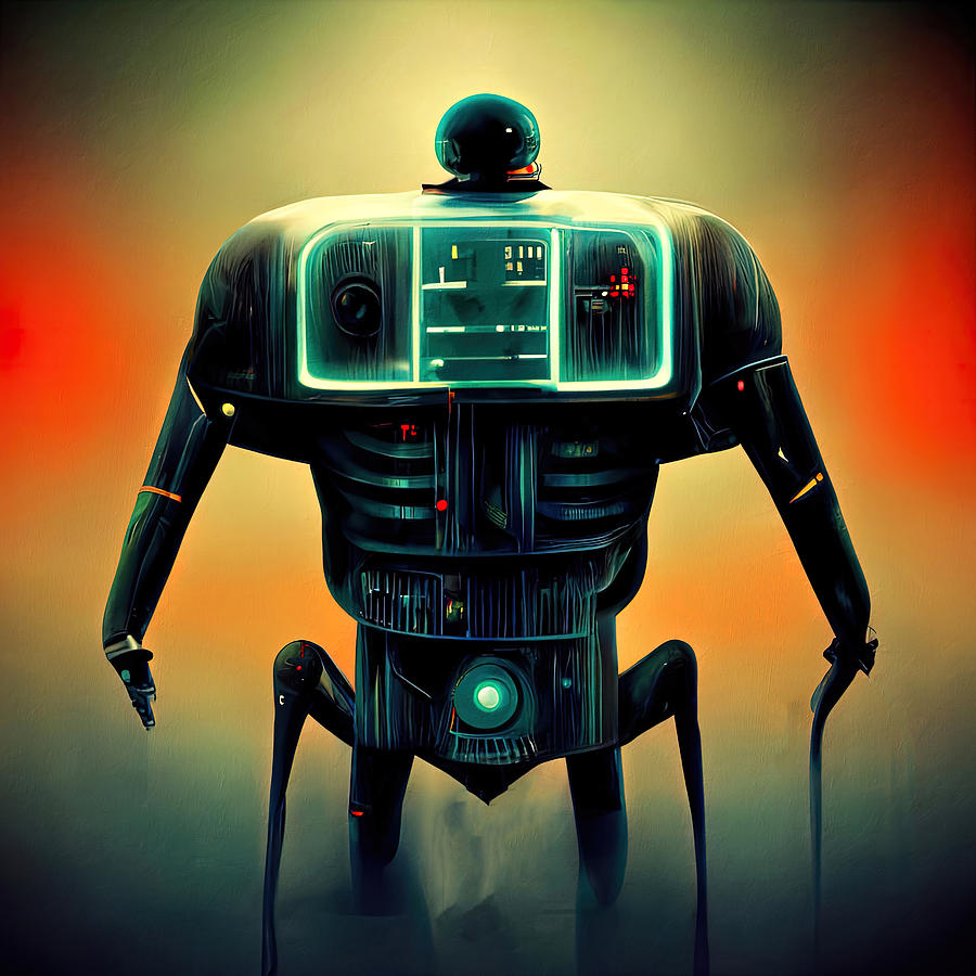 Retro-Futurist Robot, 08 Painting by AM FineArtPrints