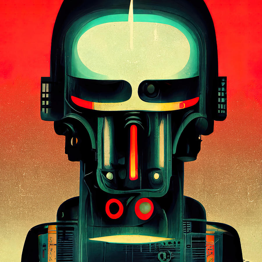 Retro-Futurist Robot, 09 Painting by AM FineArtPrints