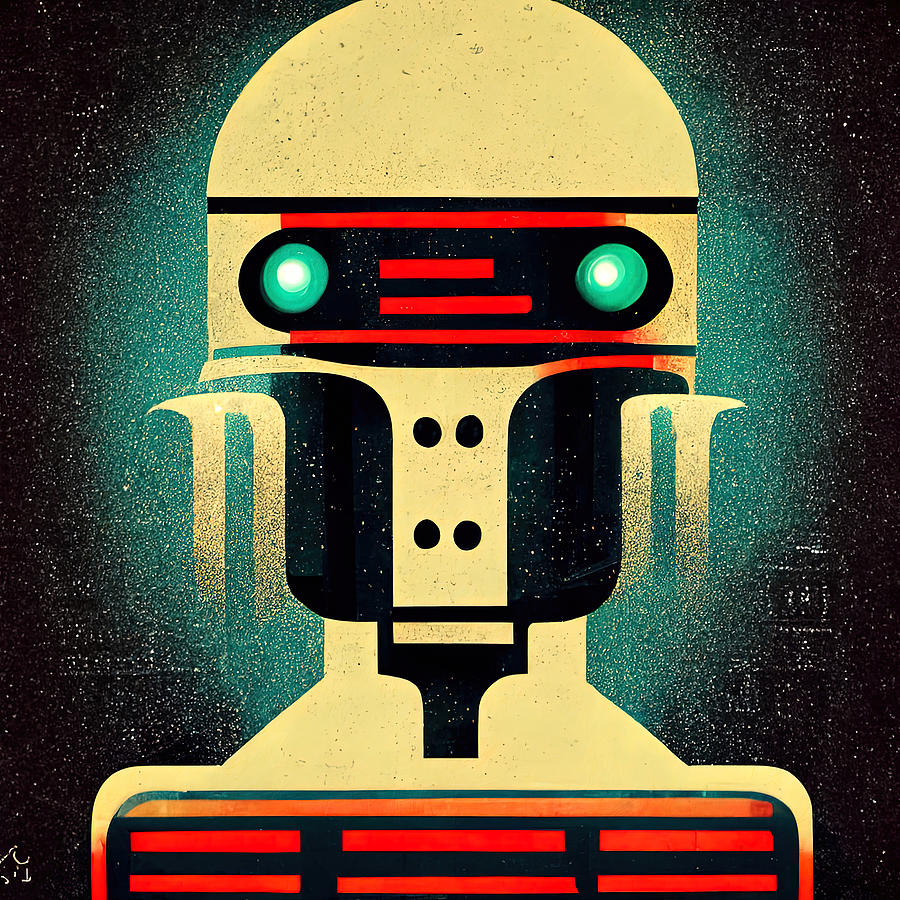 Retro-Futurist Robot, 10 Painting by AM FineArtPrints