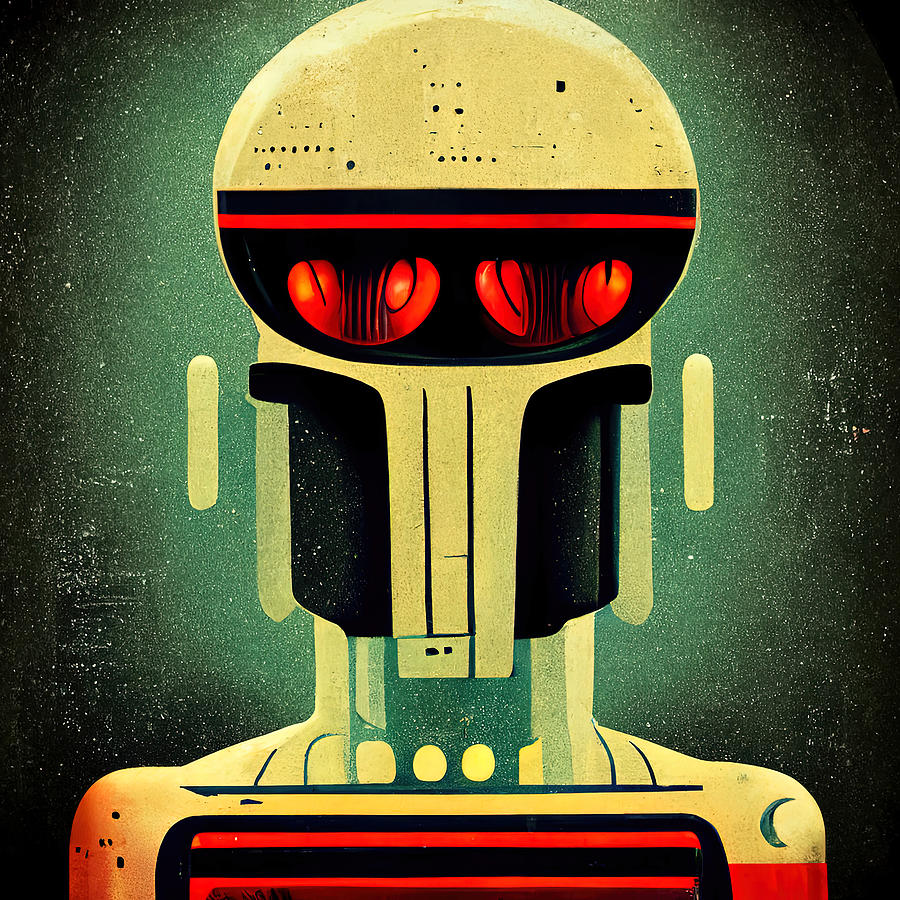 Retro-Futurist Robot, 11 Painting by AM FineArtPrints