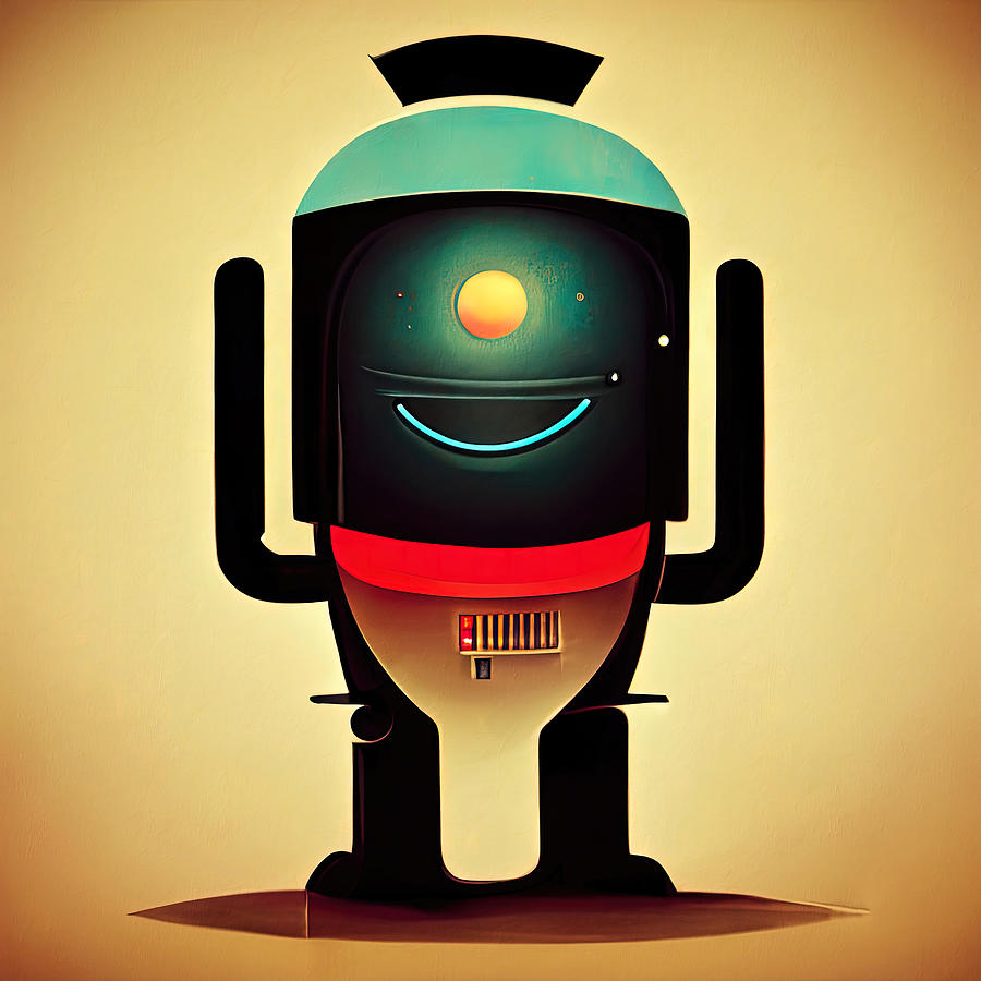 Retro-Futurist Robot, 12 Painting by AM FineArtPrints