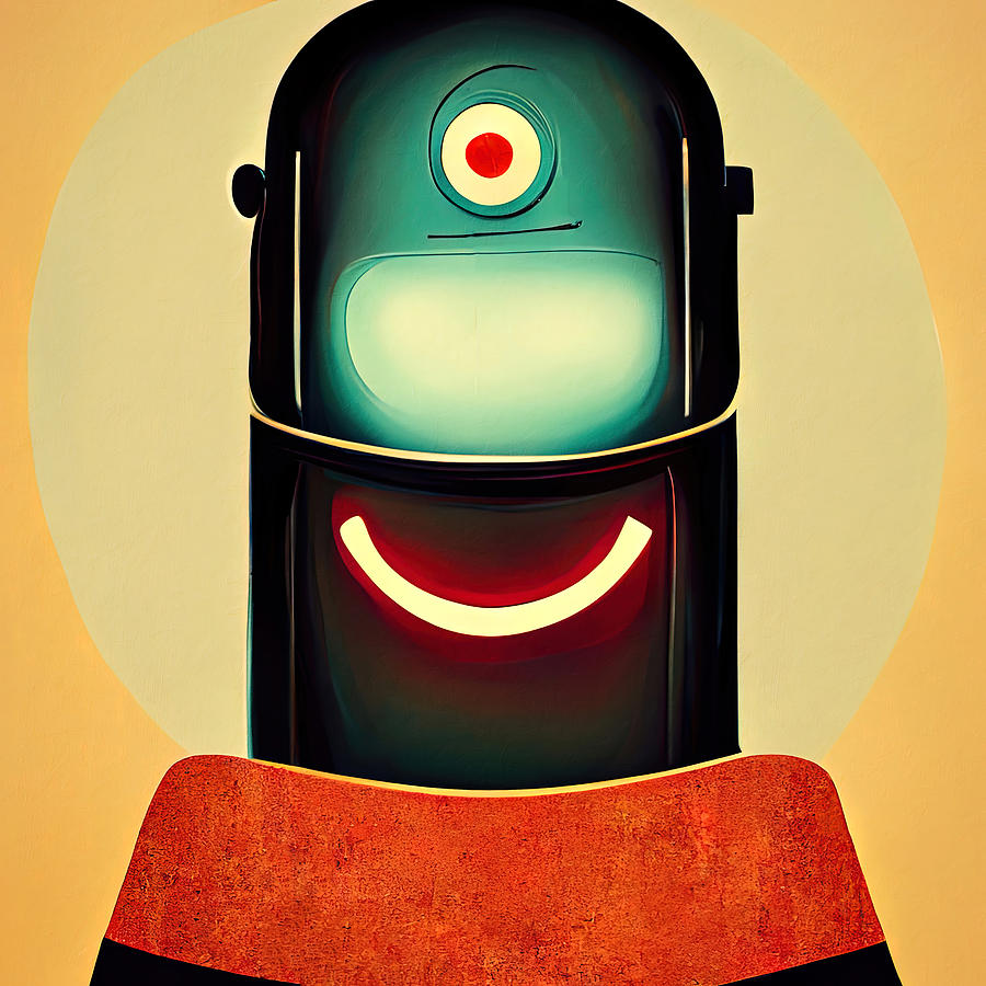 Retro-Futurist Robot, 13 Painting by AM FineArtPrints